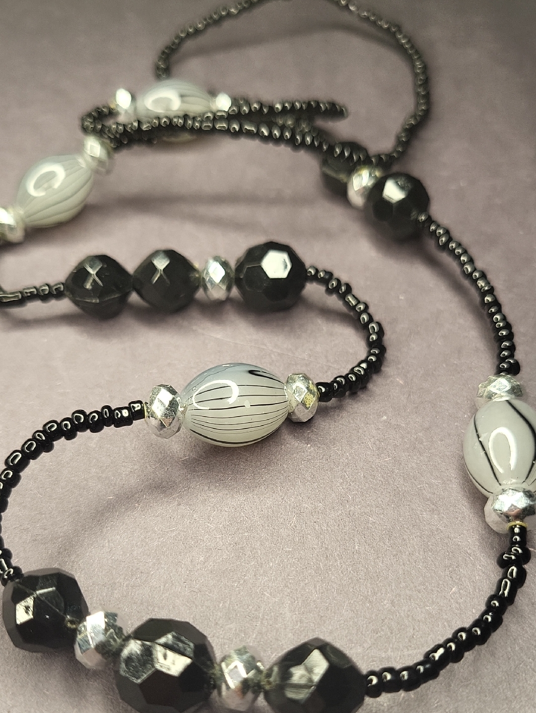 Beaded Black Glass Necklace